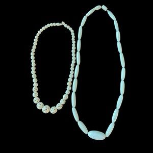 Vintage Carved Bovine Bone Necklace Lot of Two Necklaces for Repair